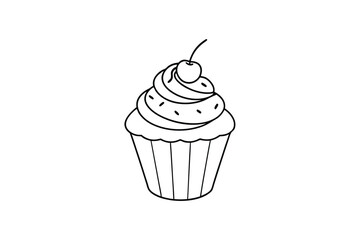 Cupcake Vector Illustration - Sweet Dessert Design with Icing, Sprinkles, and Frosting, Cute & Decorative Art