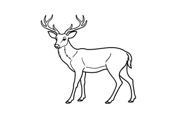 Fototapeta premium Deer Silhouette Vector - Majestic Wildlife Design with Antlers, Minimalist Black & White Forest Art