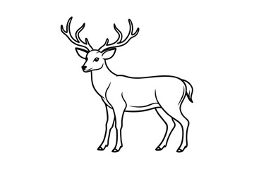 Deer Silhouette Vector - Majestic Wildlife Design with Antlers, Minimalist Black & White Forest Art