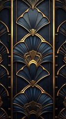 Naklejka premium Fond Art Déco avec motifs géométriques noirs et dorés