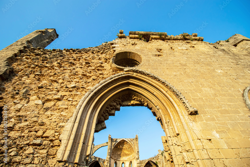 Wall mural Arch detail and facade wall of historical Church of St. George the Exiler in the old town of Famagusta, Cyprus