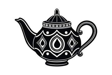 Isolated Teapot Silhouette Vector - Minimalist Black Outline, Elegant Kitchenware Design, Classic Tea Art