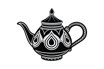 Isolated Teapot Silhouette Vector - Minimalist Black Outline, Elegant Kitchenware Design, Classic Tea Art