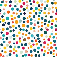 Colorful seamless polka dot pattern on white background