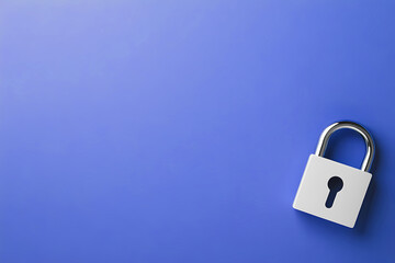 A White Padlock Resting on a Vibrant Blue Background Symbolizing Security and Protection