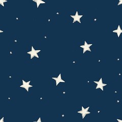 Stars on dark blue night sky. Seamless pattern