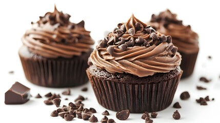 Food, Sweet Dish, Frosted Chocolate, on White Background, Photo Realistic, Wallpaper, Cover and Screen for Smartphone, PC, Laptop, 9:16 and 16:9 Format