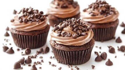 Food, Sweet Dish, Frosted Chocolate, on White Background, Photo Realistic, Wallpaper, Cover and Screen for Smartphone, PC, Laptop, 9:16 and 16:9 Format