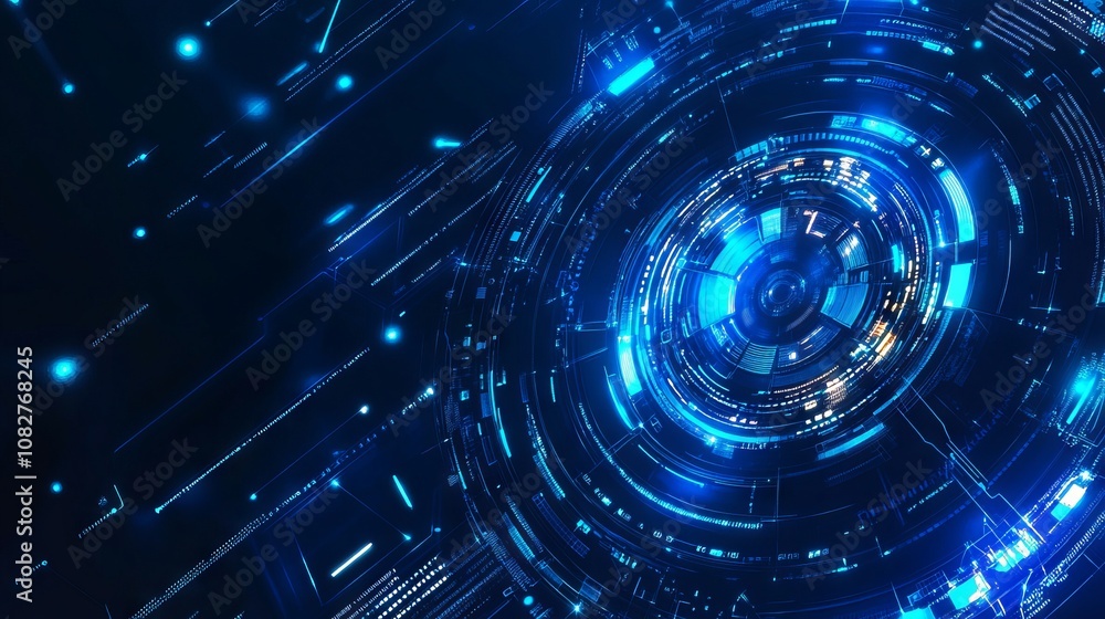 Aufkleber abstract blue futuristic technology concept background with digital circuitry, high-tech patterns, a