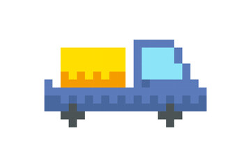 Delivery van 8-bit icon, delivery van pixel item.