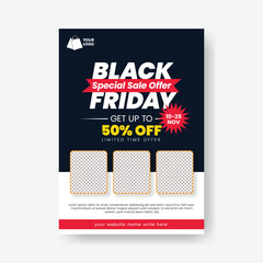 editable Black Friday product sale offer editable print flyer or poster template for fashion sale or black Friday event leaflet brochure cover design