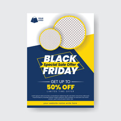 editable Black Friday product sale offer editable print flyer or poster template for fashion sale or black Friday event leaflet brochure cover design
