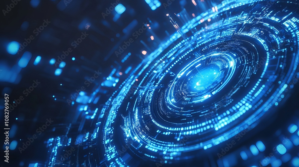 Aufkleber abstract blue futuristic technology concept background with digital circuitry, high-tech patterns, a
