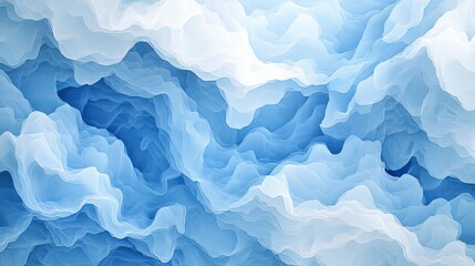 Ethereal Blue and White Fluid Translucent Waves