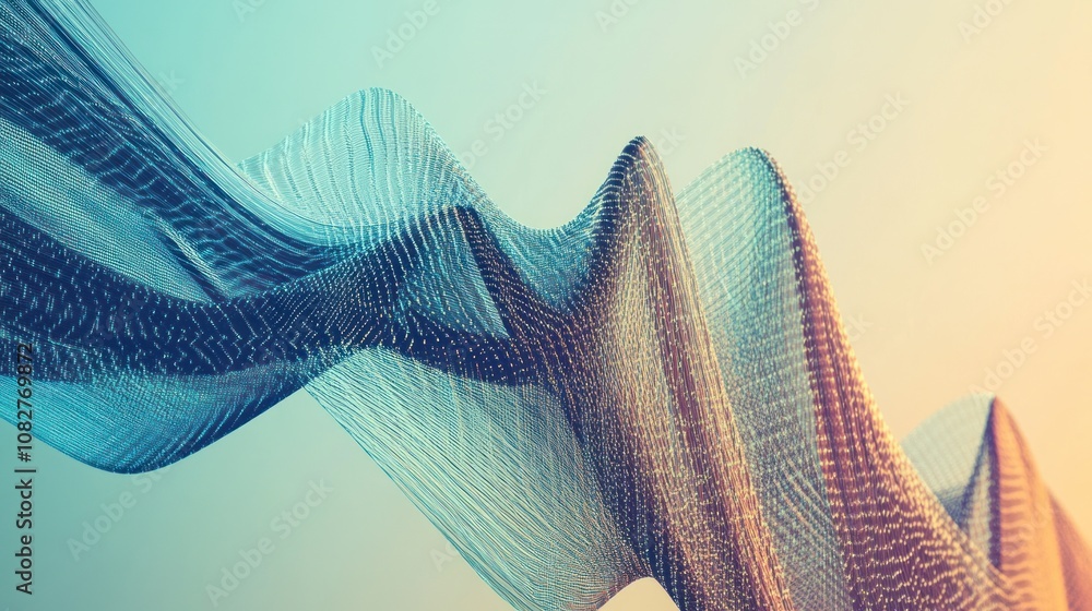 Poster abstract wave pattern in soft colors, representing digital flow.