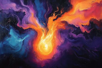 Radiant Abstract Colorful Paint Patterns Flowing with Vivid Dynamic Hues and Soft Blended Shades New Beautiful Stock Image Illustration AI