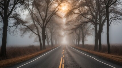 Fototapeta premium road perspective that is lost in the fog