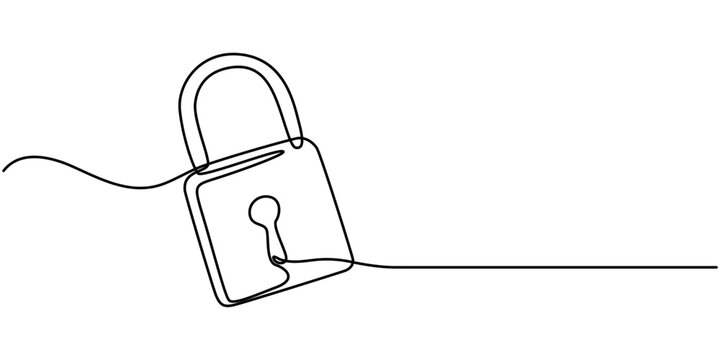 recommend clip art: Continuous one line drawing of metal padlock. Padlock security sign symbol vector illustration, One continuous line drawing of padlock. Isolated on white background vector illustration. Pro vector.