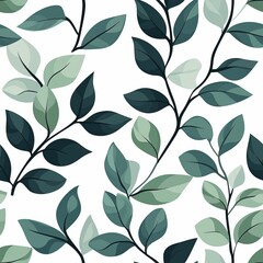 Dark and light green foliage seamless pattern. Dense leaf design