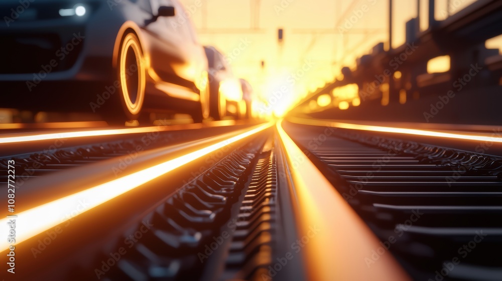 Poster an ai-controlled factory producing autonomous vehicles in a seamless production line