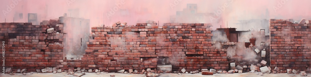 Poster pink bricks: a backdrop of weathered and soft brick patterns