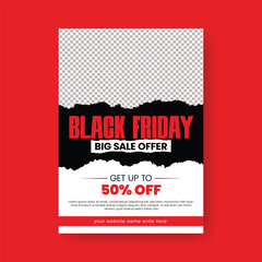 Ecommerce sale offer editable print flyer or poster for Black Friday sale discount event vector template
