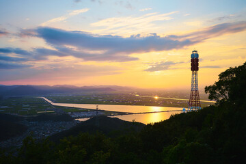 Fototapeta premium 金甲山から見た夕景