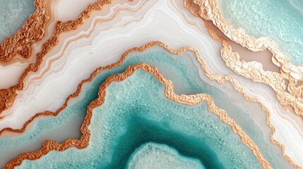 Rippled shades of teal and copper forming abstract ocean-like currents