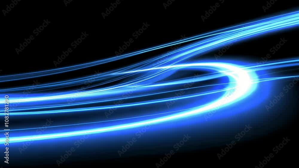 Canvas Prints blue light trails curve and twist against a black background
