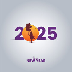 Happy new year 2025, New year creative design for banner, poster. new year women's day concept. 3d illustration.