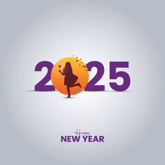 Happy new year 2025, New year creative design for banner, poster. new year women's day concept. 3d illustration.