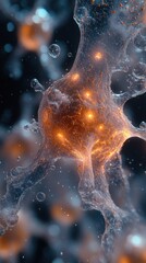 Abstract representation of neurons with glowing connections.