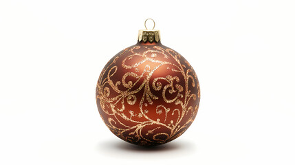 Isolated brown ornamented christmas bauble. Ornamented. Illustration