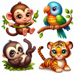 Fototapeta premium set of cartoon animals