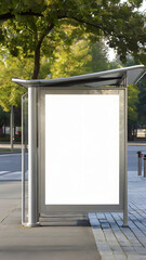 Billboard with White Space at a Bus Stop For Advertising
