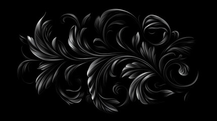 Fototapeta premium Beautiful graphic with a black elegant plant ornament on an isolated background. Ornamented. Illustration