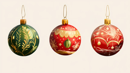 Christmas decoration baubles illustration. Ornamented. Illustration