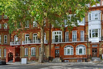Ornate old apartment buildings in the Chelsea district of London