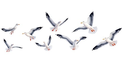 Obraz premium Group of Seagulls Flying in the Sky
