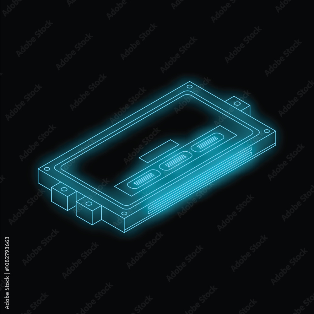 Poster blue glowing circuit board representing computer hardware and new technology