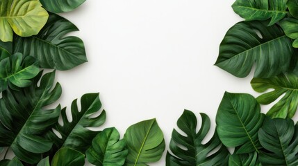 Fototapeta premium Tropical Green Leaves Frame for Creative Projects