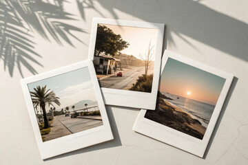 A set of Polaroid photo frame mockups with shadow effects