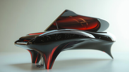 Obraz premium Red and Black Abstract Piano Design