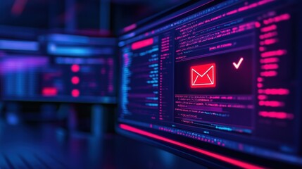 Obraz premium Close-up of Computer Monitor Displaying Email Notification