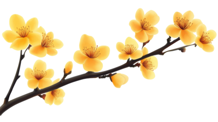 Yellow Apricot Flower, a traditional lunar new year in Vietnam isolated on a transparent or  white background