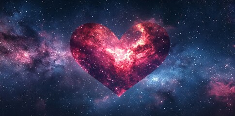8K Cosmic Background with Heart-Shaped Nebula for Valentine's Day Space Concept, AI generated illustration