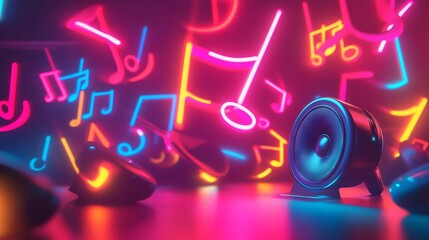 Abstract Music Concept with Colorful Notes, AI generated illustration