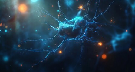 Abstract Neural Network Background with Glowing Connections, AI generated illustration