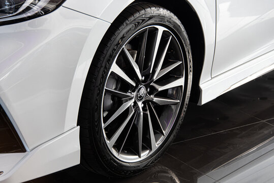 Kuzbas, Russia - November 11, 2024: Tire Dunlop SP Sport maxx on Toyota Camry 2.0HXS CVT Sport Plus (XV80).