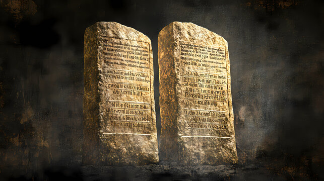 The ten commandments stone tablets inscribed with the covenant of god divine law from book of exodus. Divine. Illustration